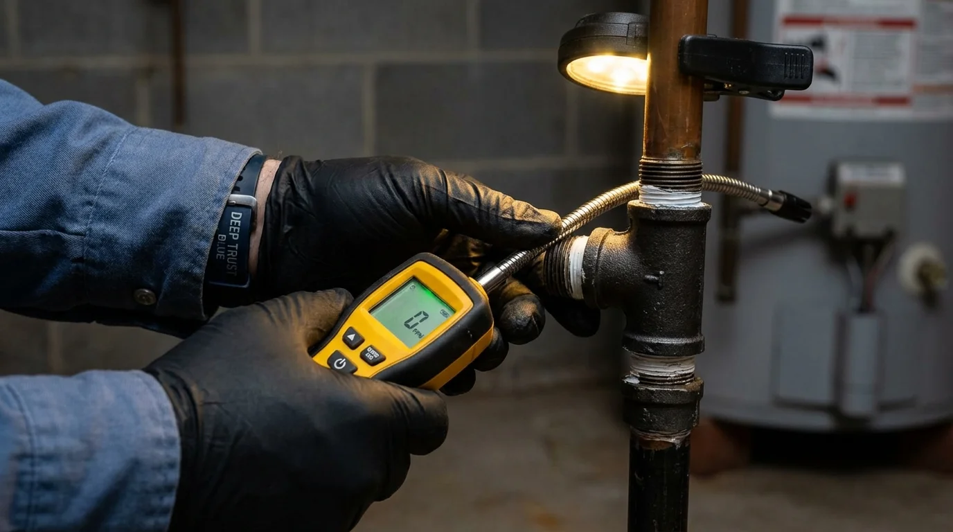Gas leak detection with electronic sniffer by Johns Plumbing LLC in Kempner