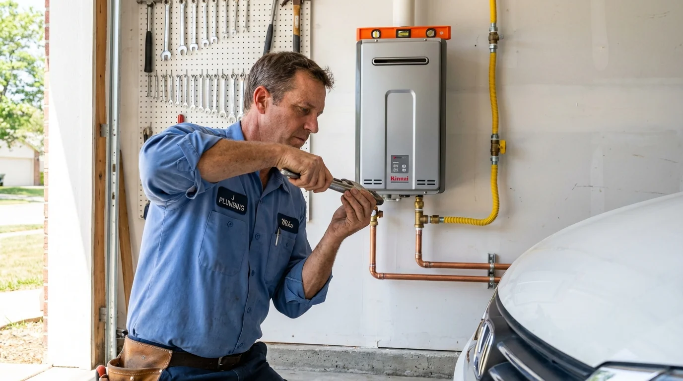 Tankless water heater installation by a Johns Plumbing LLC plumber in Kempner
